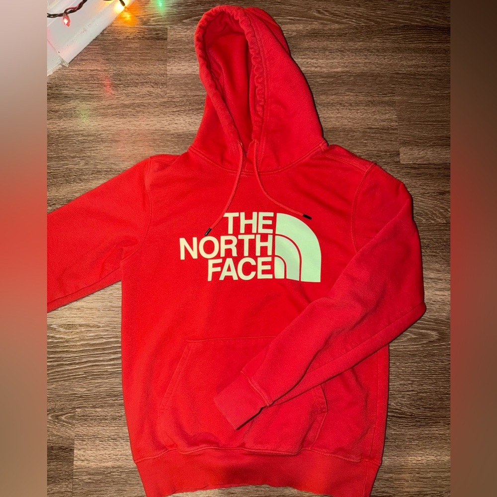 The North Face Red Hoodie with White Logo